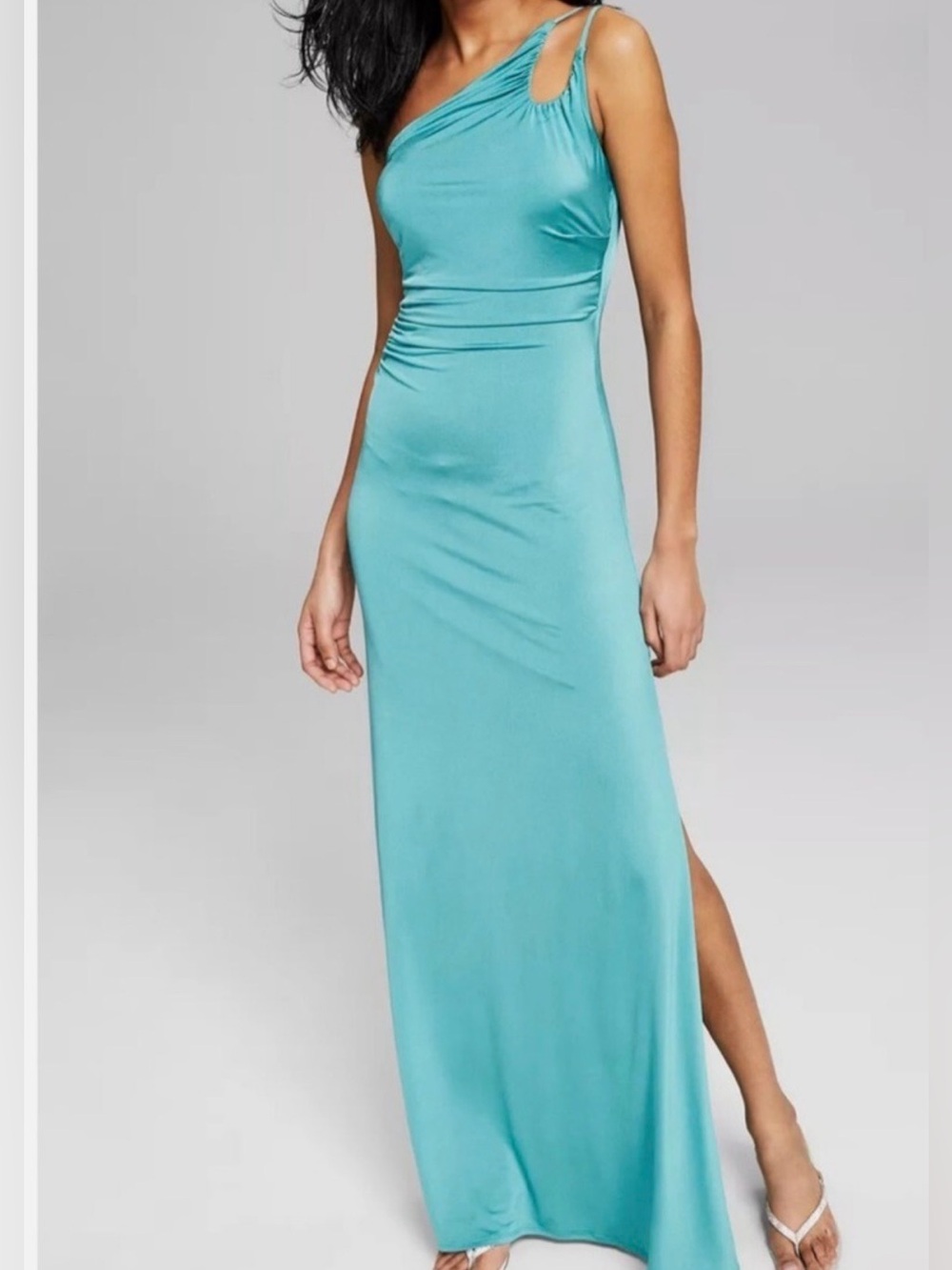 SPEECHLESS Juniors One-Shoulder Body con Cutout-Strap Maxi Dress Jade 7